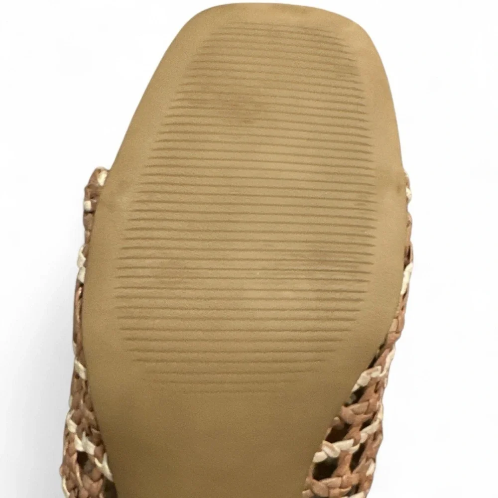 Anthropologie Woven Heeled Mule Size US 10-10.5 EU 41 Neutral Pattern Block Heel - Picture 13 of 15